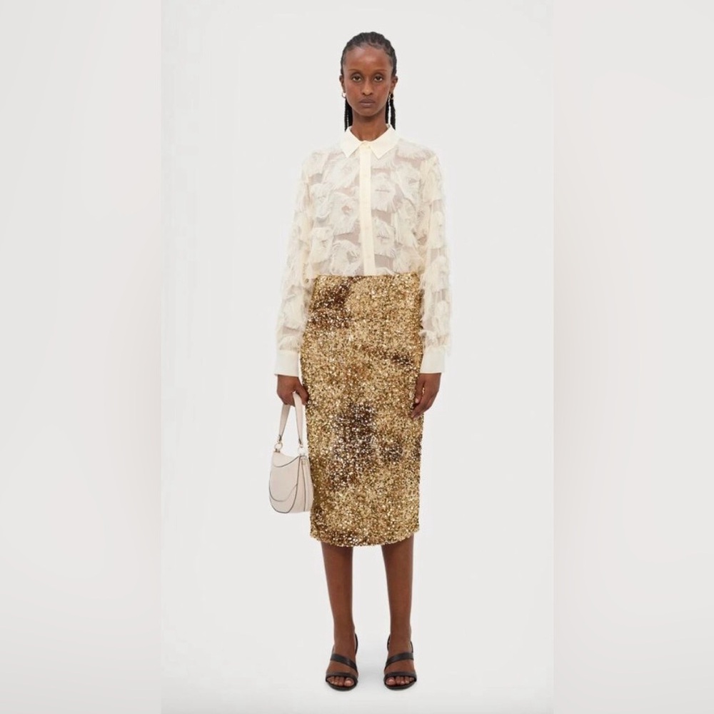 NEW MARELLA Ombré Gold Sequined Pencil Skirt NWT